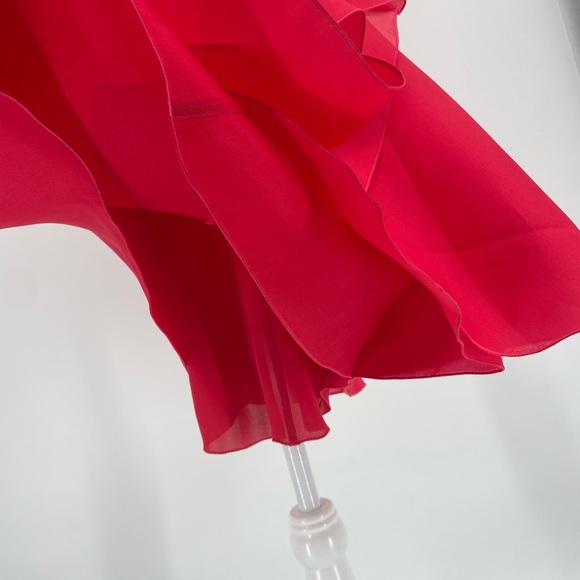 Ralph Lauren Purple Label Silk Red Mini Dress Cocktail Ruffle Strapless Runway 4 - Picture 6 of 16